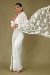 Grey Embroidered Saree504 video